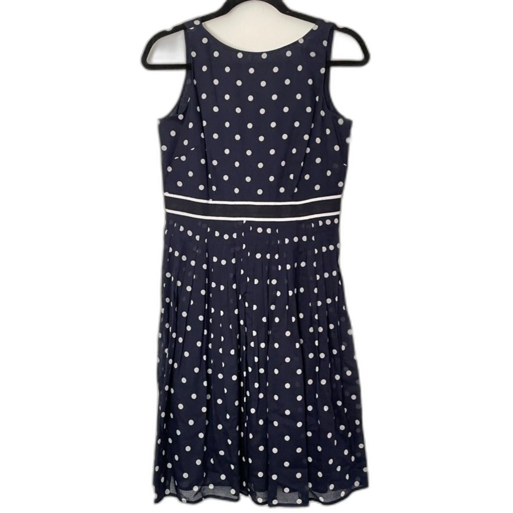 Talbots Navy Polkadots Preppy Dress Size 4 Petite could fit Small NWT